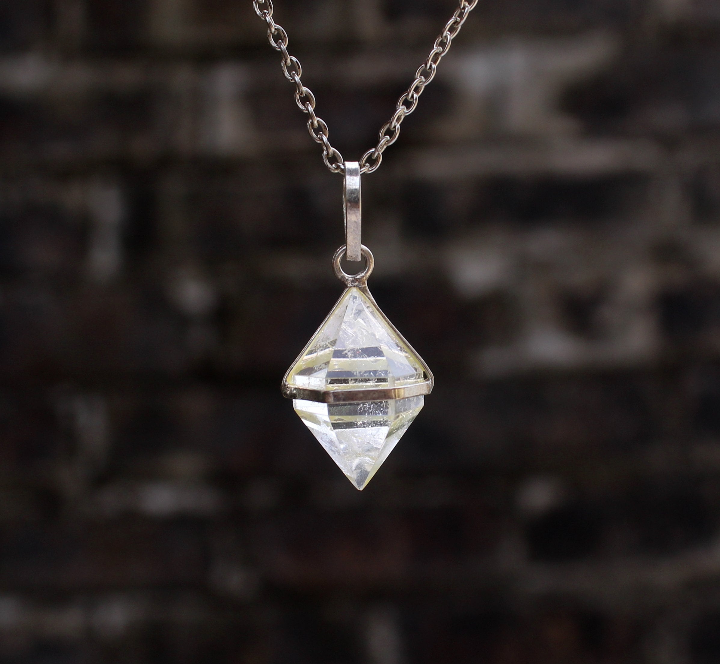 Natural Clear Quarz Double Point Pendant,Clear Quartz Pample Cut Pendant,Clear Quartz Cut Pendant