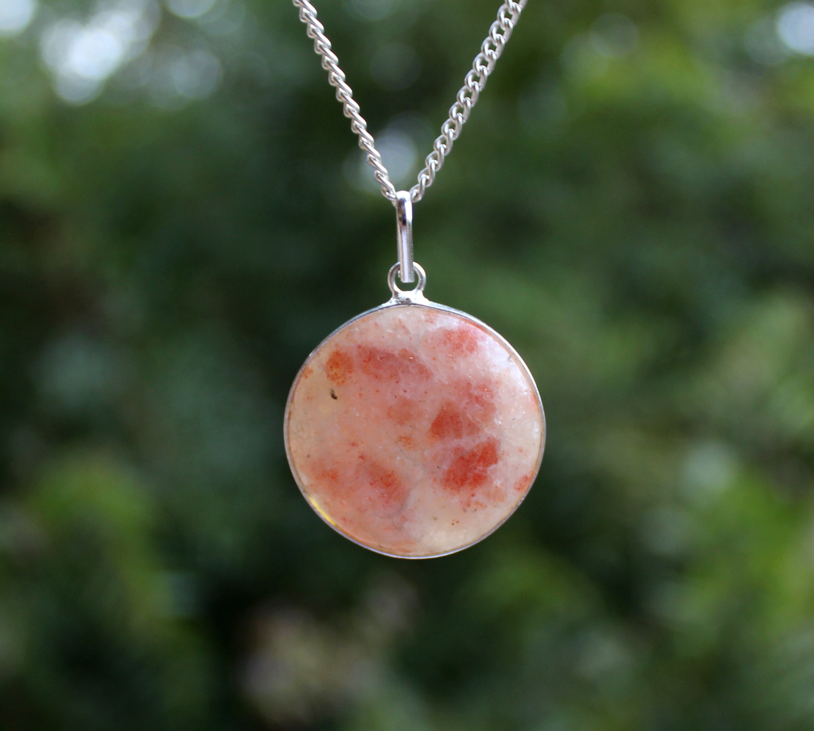 Natural Sunstone Round Pendant,Sunstone Pendant