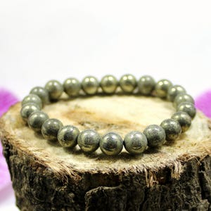 Handmade Natural Raw Pyrite Bracelet, Stretchable Crystal Bracelet image 5