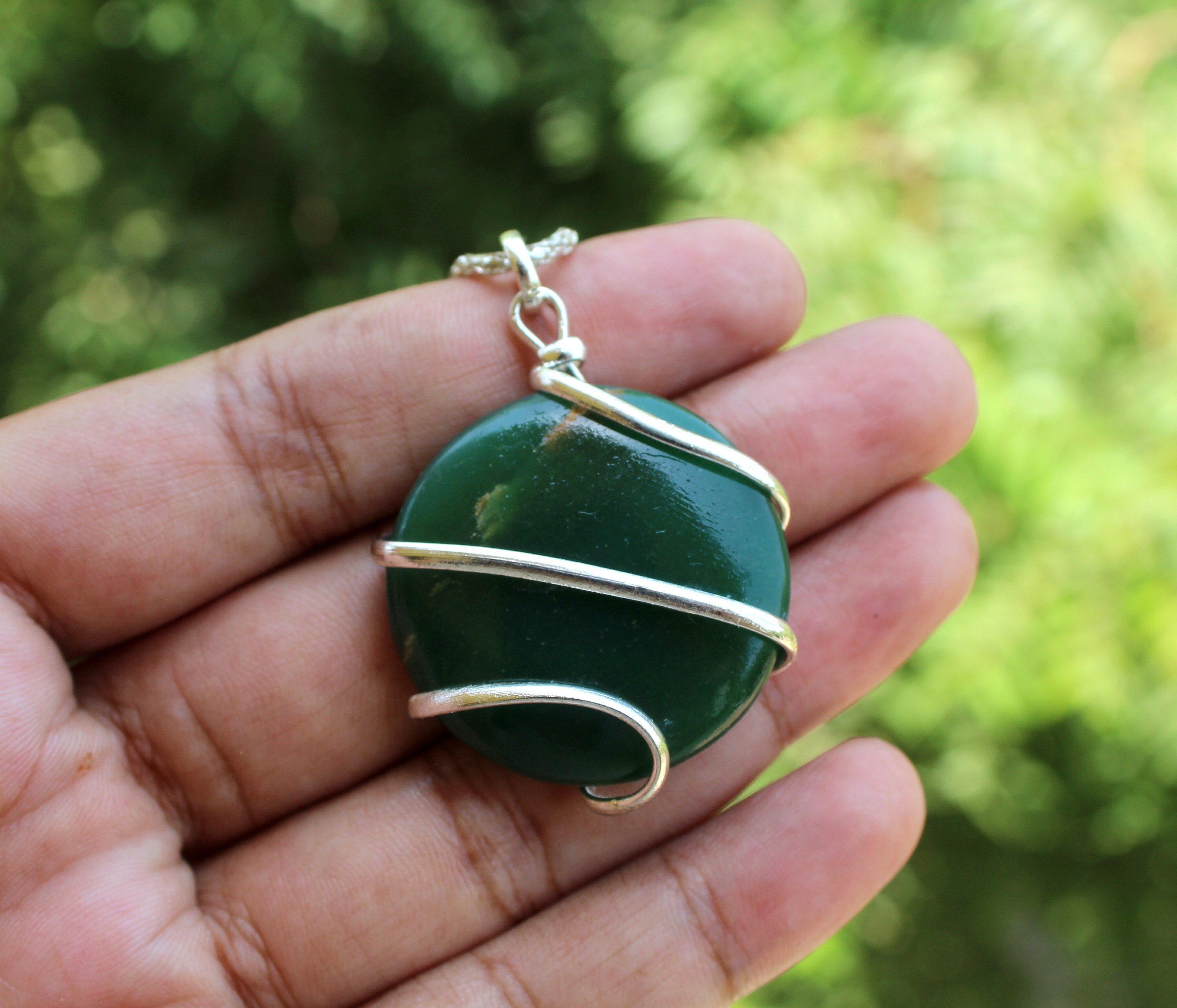 Natural Green Jade Pendant Green Jade Round PendantGreen | Etsy