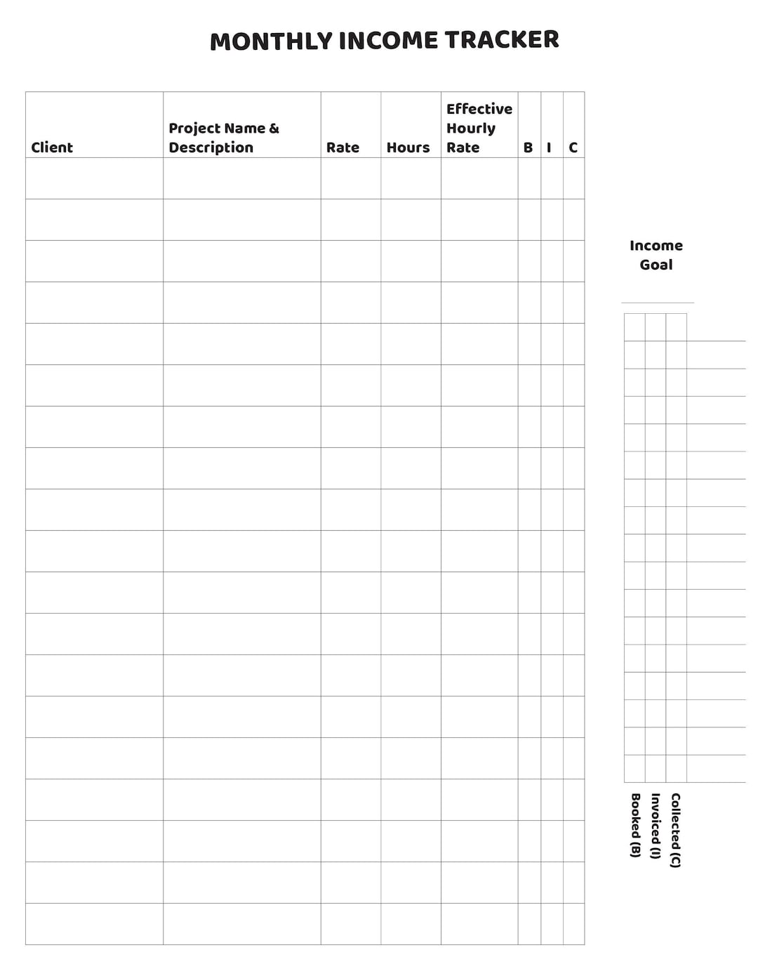 Freelance Income Tracker | Printable Income Tracker for Creatives