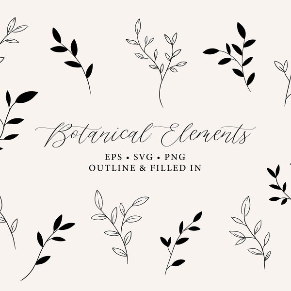 Botanical Clipart PNG,  Laurel Clipart, Hand Drawn Leaves, Laurel SVG, Laurel Leaf SVG, Hand Drawn Laurel