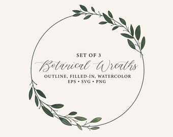 Laurel Greenery Wreath, Greenery Clipart, Leafy Wreath, Watercolor Clipart, Minimalist Wreath Wedding Wreath