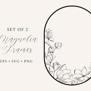 Magnolia wreath svg & png clipart sublimation graphic design, Magnolia Frame svg, logo Magnolia, sprint floreale fiore, download digitale
