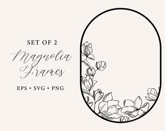 Magnolia wreath svg & png clipart sublimation graphic design, Magnolia Frame svg, Magnolia logo, floral flower sprint, digital download