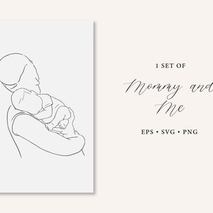 Mama i dziecko svg, mama svg, Matka i dziecko rysunek liniowy, Mama i ja svg, Rysunek linii żeńskiej, Dzień matki svg, Życie mamy svg, sylwetka mamy