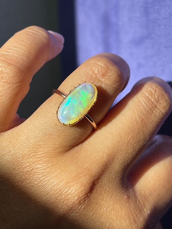 Antique Victorian Opal Ring 9ct British Fully hall