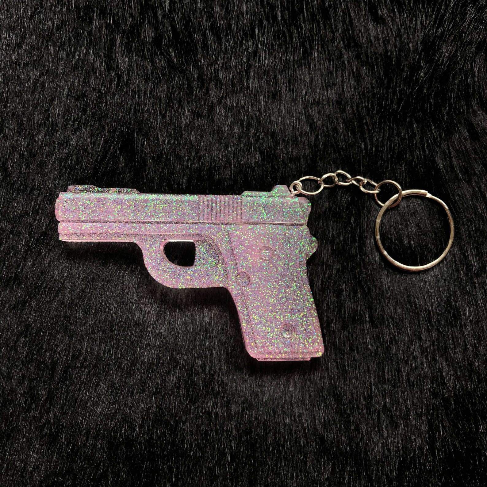 Baby Pink Glitter Gun Keychain Etsy