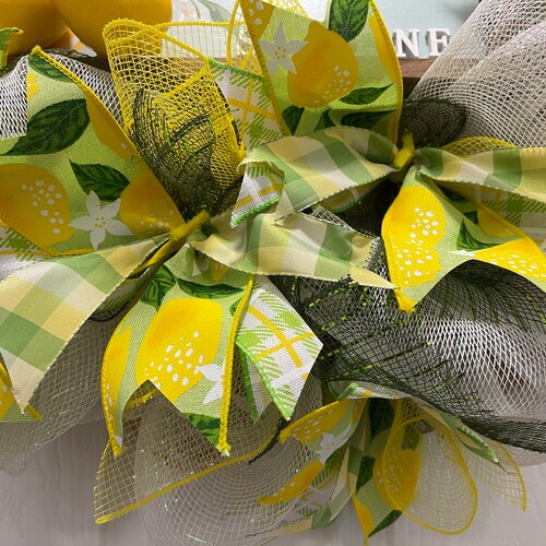 Hello Sunshine, Lemon Wreath, Wreath, Lemons, shops Summer, sunshine wreath, mesh wreath, yellow and green wreath, door wreath,