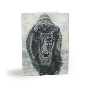 Buffalo Original Watercolor Print Greeting Cards Wildlife Note Card Art Bison Cards