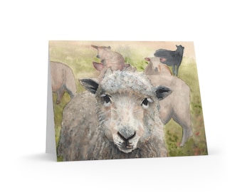 Sheep Watercolor Portrait Greeting Cards