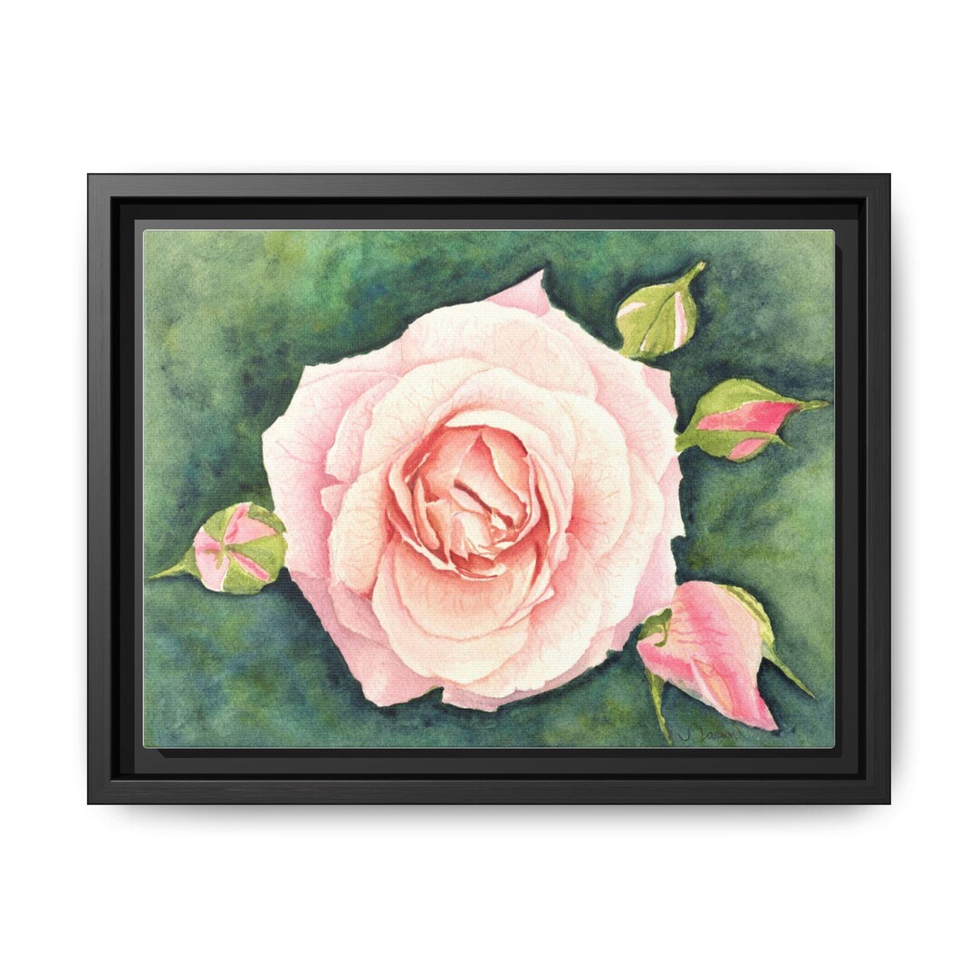 Canvas Wall Art, Soft Pink Rose Watercolor Painting, Matte Finish ...
