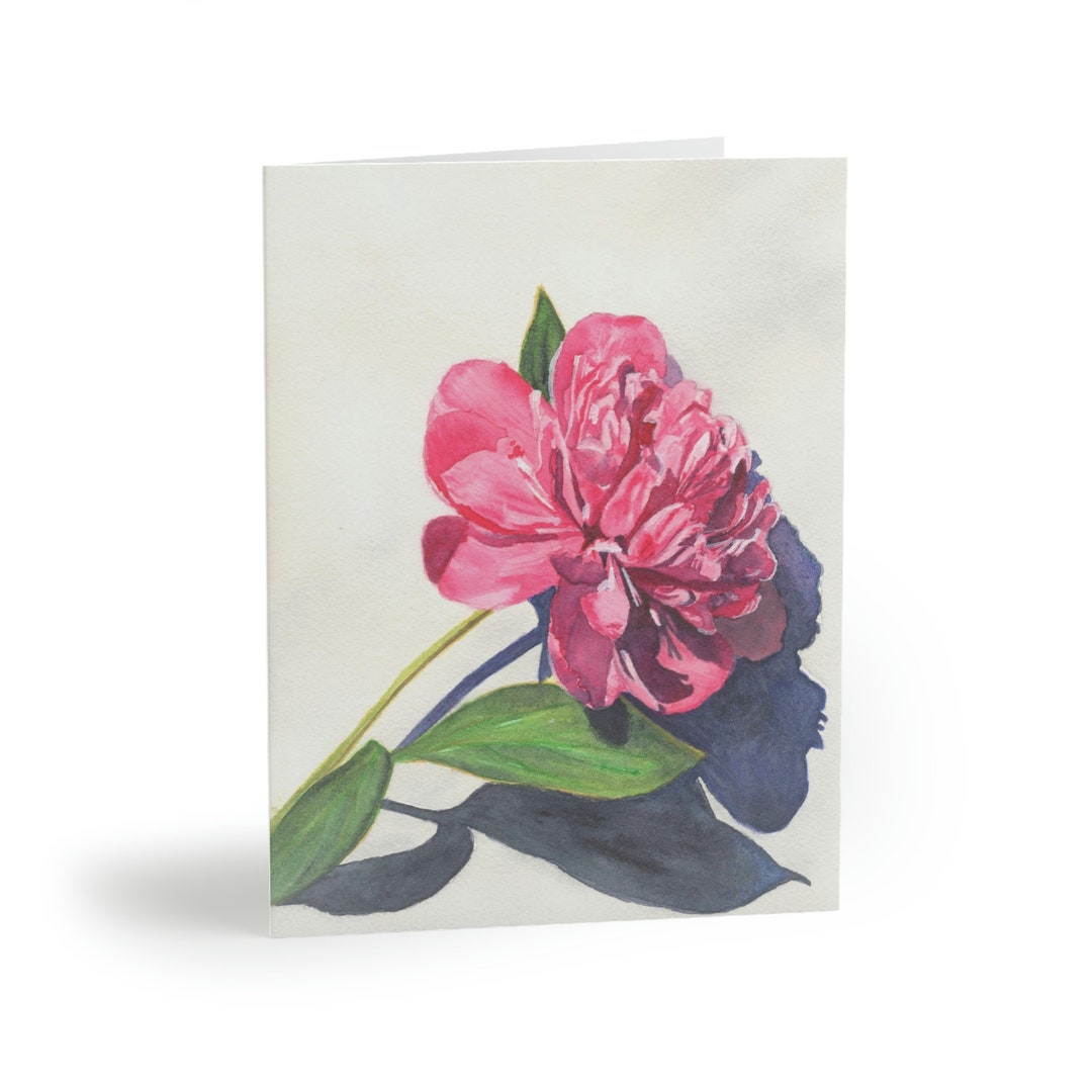 Pink Peony Watercolor Print Greeting Cards (8 Pcs) - Etsy