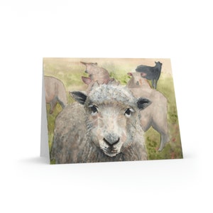 Sheep Original Watercolor Print Greeting Cards Lamb Notecard Blank Cards