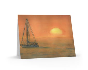 Sunset Sailboat Greeting Card