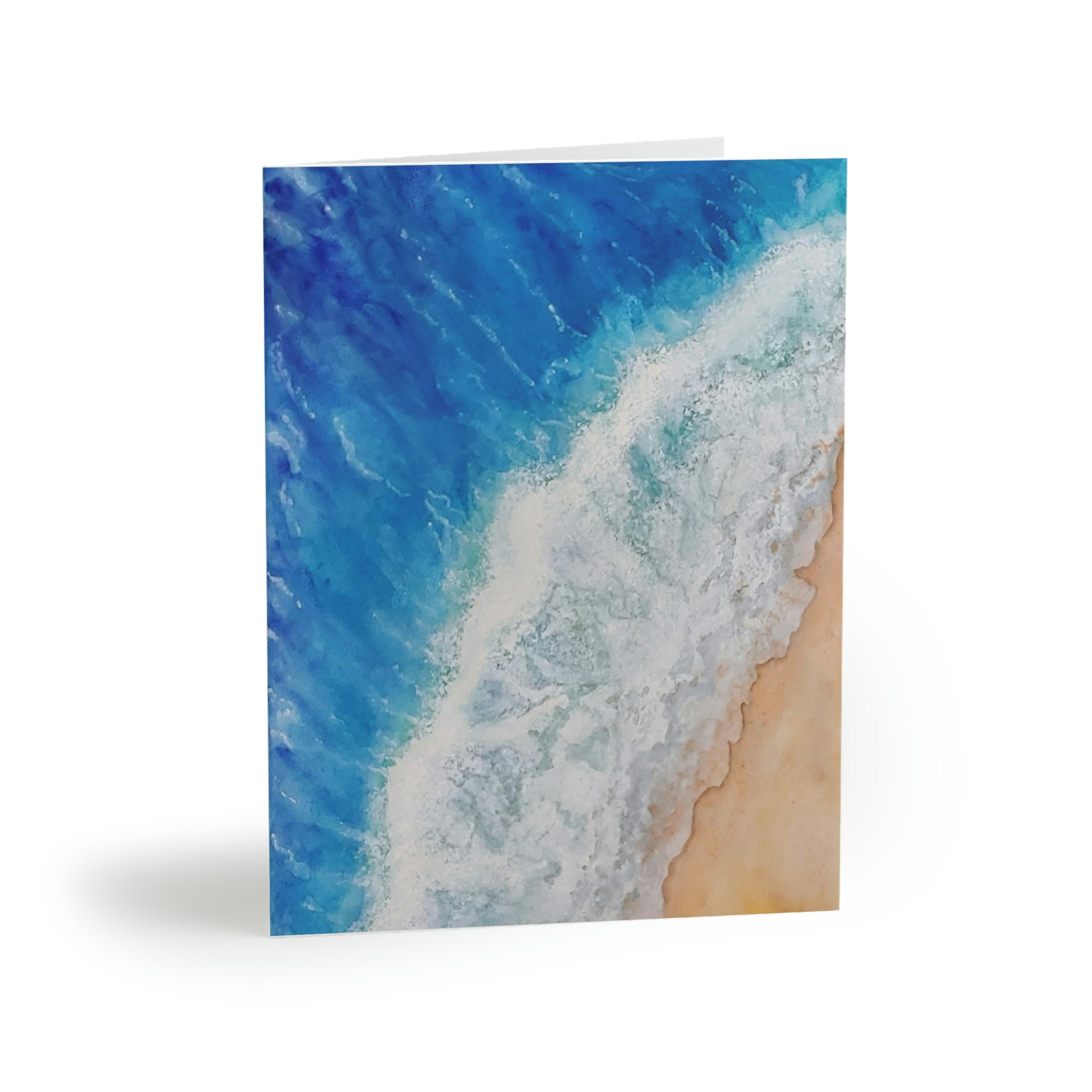 Blue Ocean Waves Original Watercolor Print Greeting Cards Art Painted ...