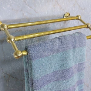 Porte-serviettes en laiton massif pour salle de bain - Porte-serviettes doubles ou triples faits main