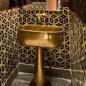 Solid Brass Pedestal Bathroom Sink - Unlacquered Brass Freestanding Sink