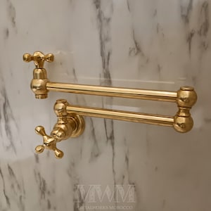 Unlacquered Brass Wall Mounted Pot Filler Faucet