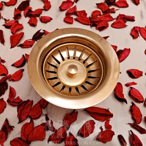 Unlacquered Brass Kitchen Sink Strainer and Stopper - basket strainer
