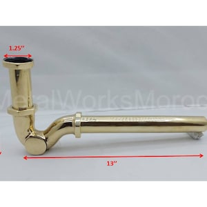 Solid Brass P-Trap Sink Stopper - Unlacquered Brass Water Trap