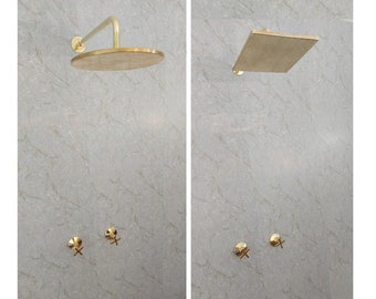 Wall Mounted Shower Faucet Set With Simple Shower Arm- Unlacquered Brass Shower System