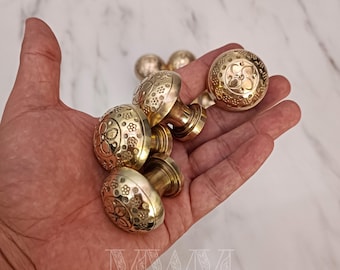 Juego de pomos para cajones de latón natural, 100 % hechos a mano