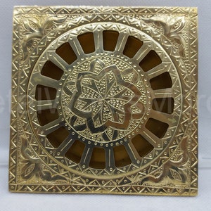 Etched Unlacquered Brass Floor Drain - Brass Engraved Shower Drain