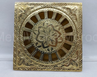 Etched Unlacquered Brass Floor Drain - Brass Engraved Shower Drain