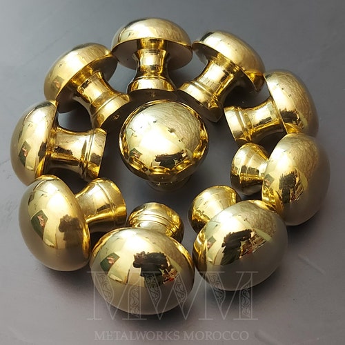 Set of Unlacquered Brass Kitchen Knobs Handmade Etsy