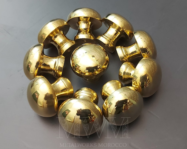 Set of Unlacquered Brass Kitchen Knobs Handmade Etsy