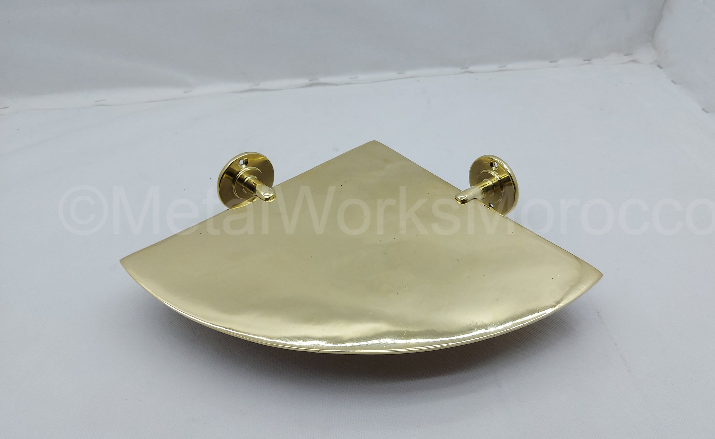 Handmade Brass Corner Shelf Wall Mount Unlacquered Brass Etsy