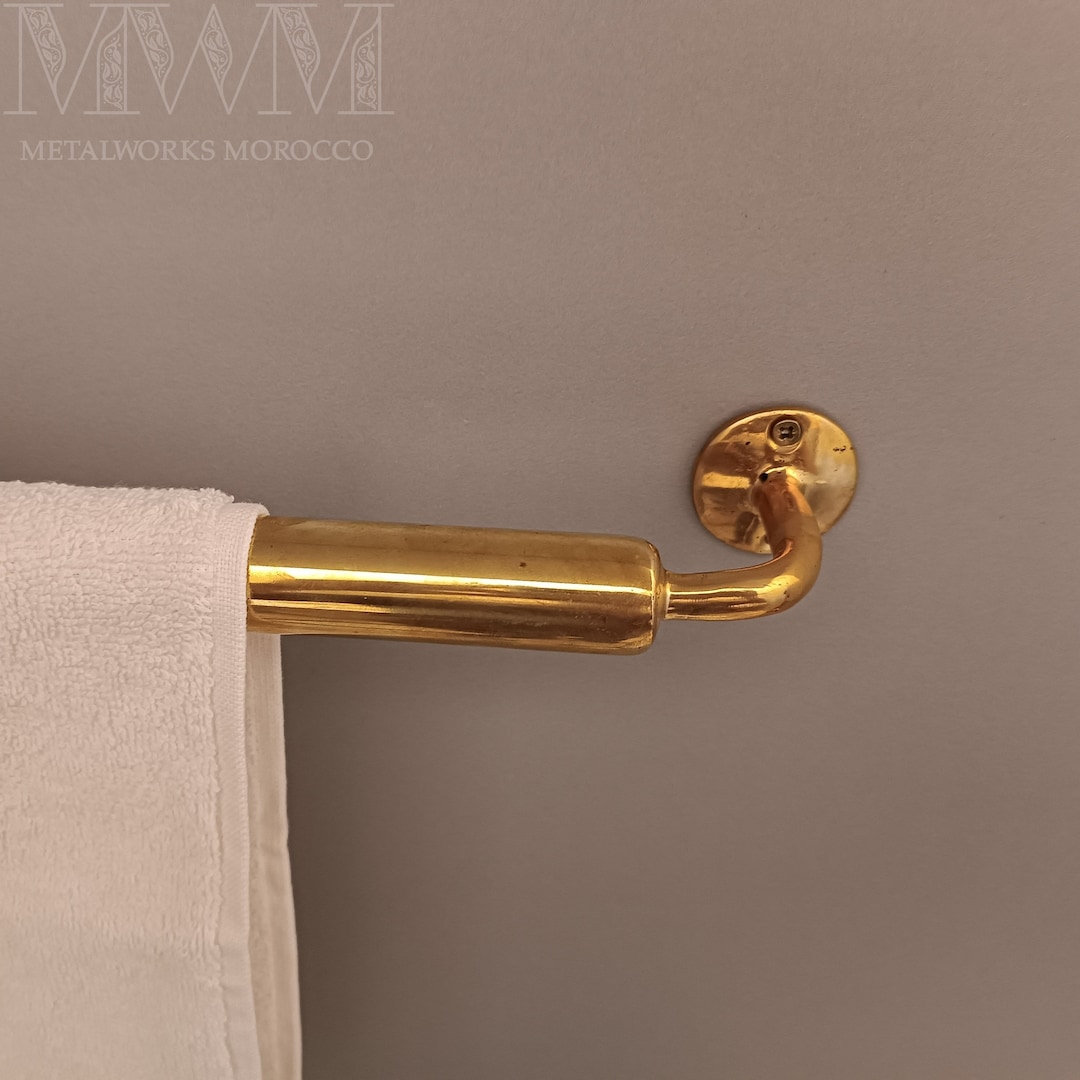 Unlacquered Brass Towel Rod Holder for Bathroom Moroccan Handmade Etsy