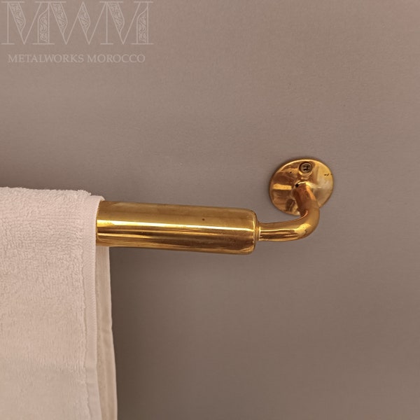 Unlacquered Brass Towel Rod Holder For Bathroom – Moroccan Handmade