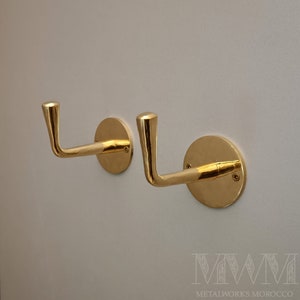 Set of Unlacquered Brass Wall Hooks - Handmade Brass Towel Hooks