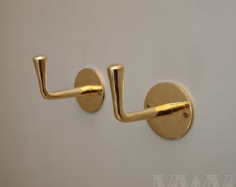 Set of Unlacquered Brass Wall Hooks - Handmade Brass Towel Hooks