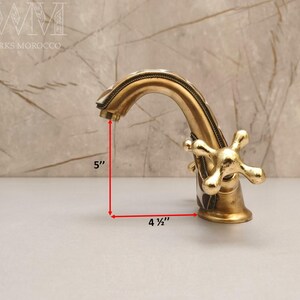 Brass Bath Mixer Taps with Resin & Wood Inlay | Handmade Solid Brass Bathroom Faucet image 3