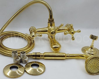 Solid Brass Bathtub Faucet With Handheld Shower - Tub Filler