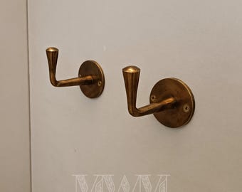 アンティーク 壁掛けフック 2点セット コートフック 真鍮色 古道具 店舗什器 アンティーク真鍮製壁掛けフックセット - ヴィンテージコートフック