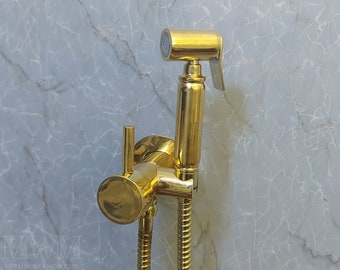 Unlacquered Brass Handheld Bidet Sprayer For Toilet Hot And Cold - Bidet Fauce
