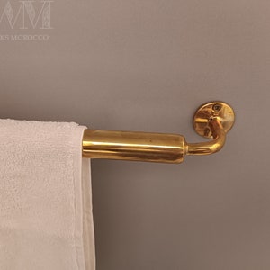Porte-serviettes en laiton non laqué pour salle de bain Fait main marocain image 4