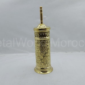 Brass Toilet Brush And Holder - Moroccan Etching Toilet Brush And Stand