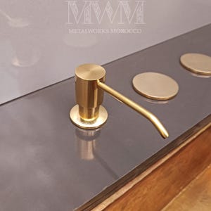 Uncoated Brass Built-In Soap Dispenser, Handmade Countertop Soap Dispenser