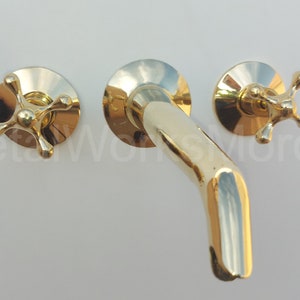 Solid Brass Wall Mounted Bathroom Faucet With Conical Spout - Handmade Wall Mount Tub Filler