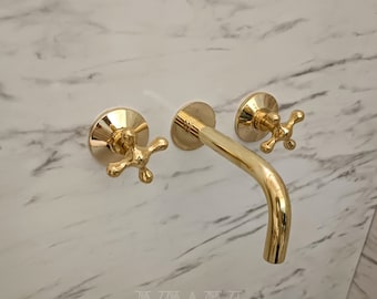 Uncoated Brass Wall Mount Tub Filler With Normal Spout - Bathtub Faucet