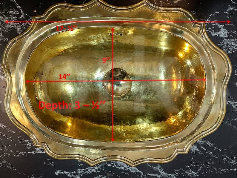 Classic Unlacquered Brass Bathroom Sink With Overflow Hole Etsy