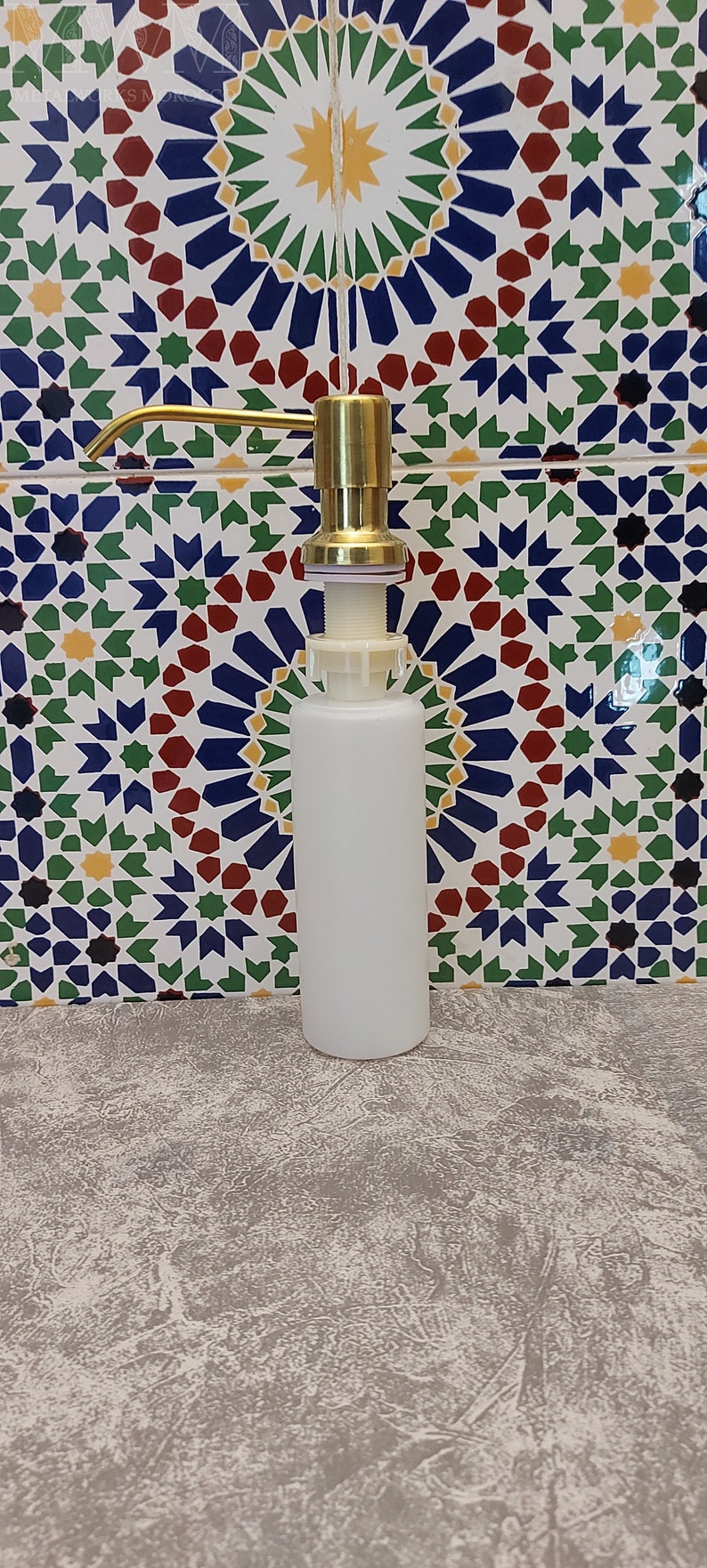 Uncoated Brass Built-In Soap Dispenser, Handmade Countertop Soap Dispenser image 6