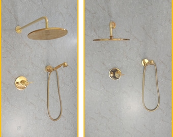 Solid Brass Shower System Lever Handle With Handheld Shower And Shower Head