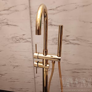 Natural Brass Freestanding Tub Faucet Floor Mounted
