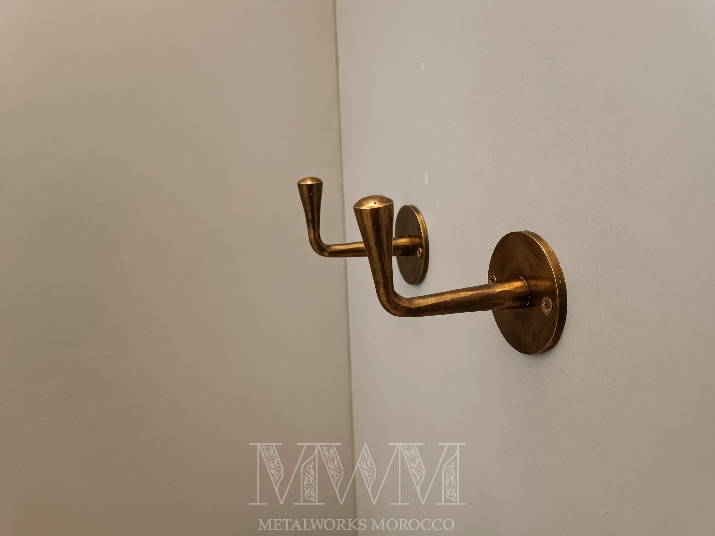 アンティーク真鍮製壁掛けフックセット - ヴィンテージコートフック